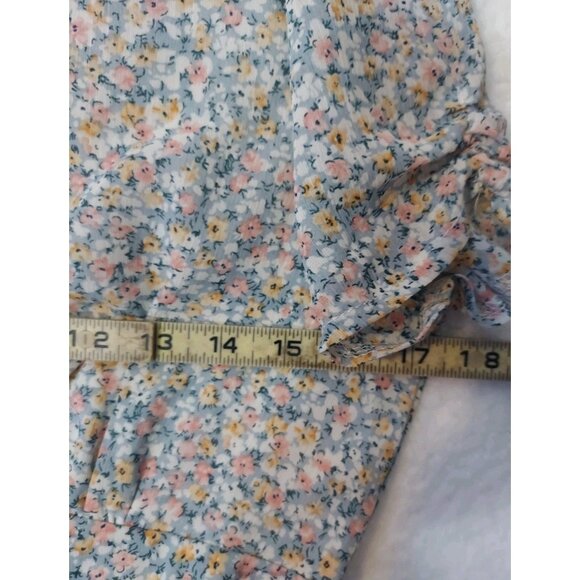 Women's Polly Blue Floral Sheer Midi Dress Short Sleeve Size 6 Summer Casual - Picture 8 of 10